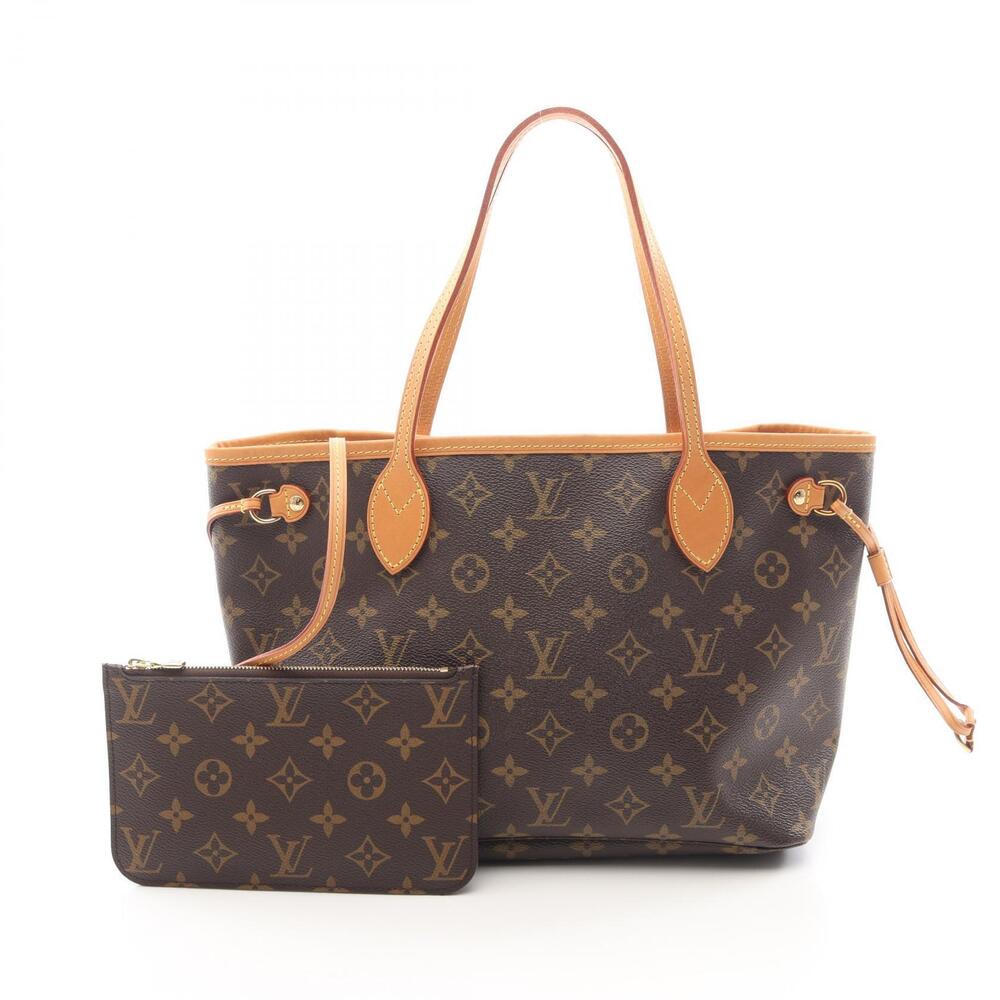 Louis Vuitton Neverfull Monogram Tote Bag Canvas Leather Brown